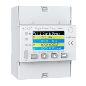 มิเตอร์วัดพลังงานไฟฟ้าแบบเฟสเดียว DDSD9866-CD4 HOKO หน้าจอ LCD ดิจิตอล แสดงผลหน่วยกิโลวัตต์ชั่วโมง ระดับความแม่นยำ 0.5 ช่วงการวัด 0-999999.9 กิโลวัตต์ชั่วโมง สำหรับใช้ในครัวเรือนและอุตสาหกรรม - Product Image 1