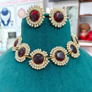 Conjunto de gargantilla de diseñador de moda con aspecto indio para fiesta, joyería de moda india para mujeres y niñas, ropa de fiesta - Product Image 1