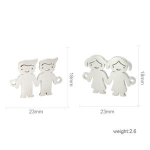 23x18mm DIY Making Acier Inoxydable Métal Famille Garçons Filles Frère Sœur Accessoires Jumeaux Bijoux Charme <span class=keywords><strong>Pendentif</strong></span> - Product Image 3