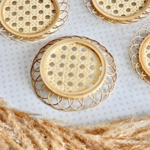 Sous-verre en bois et napperon tissé en forme de tournesol naturel en bambou accessoires de cuisine mignons pour les idées cadeaux de salle à manger - Product Image 3