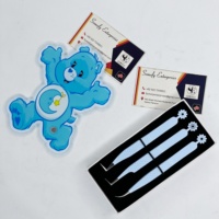 Pince à épiler professionnelle Care Bear en acier inoxydable écologique, antistatique, durable, à forte adhérence, pointe dentelée de précision