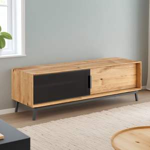 Meuble TV moderne en bois de manguier massif avec portes coulissantes, mobilier de salon contemporain de haute qualité, 10 pièces - Product Image 1