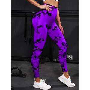 Custom Logo Women <b>Seamless</b> <b>Leggings</b> Tie Dye Sports High Waist Scrunch Butt Lifting Tummy Control Breathable Yoga Pant - Product Image 4