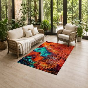 Tapis de salon en chenille antidérapant, imprimé numériquement, lavable en machine, design minimaliste rouge bordeaux, vente en gros RUGS DEPOT LXDP-0775 - Product Image 6