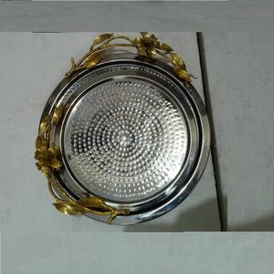 Bol de service en métal finition or antique bol de service de fruits avec bol de chocolats fait à la main pour la décoration de table - Product Image 4