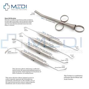 Juego de 5 Instrumentos Quirúrgicos Dentales Manuales de Acero para Procedimientos de Elevación de Seno Maxilar e Implantes Dentales, Certificado CE, Garantía de Más de 5 Años - Product Image 2