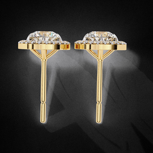 Ear Stud Round Cut Moissanite Diamond Fine Jewelry Pendiente 10K 14K 18K Gold para mujer - Product Image 3