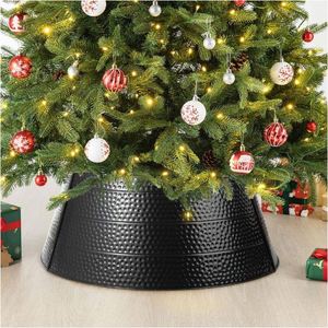 Elegant black hammered iron tree <b>collar</b> Christmas decoration tree stand classy inspired decor for home new year Xmas party 2023 - Product Image 3