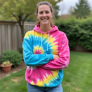 Venta al por mayor Tie Dye Sublimation Hoodie Ladies Casual Loose Fit Hoodie Ladies Drawstring Pullover Tie Dye Graphic Hoodie's - Product Image 3