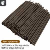 Pailles jetables 100% naturelles et biodégradables en grains de café, 6 mm, écologiques, emballées individuellement pour les bars