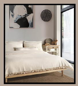 Couvre-lit crème naturel 100% coton léger doux et respirant couvre-lit brochet 240x260 cm 95x103 pouces - Product Image 2