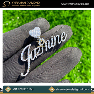 Placa de identificación cursiva de diamante Natural de oro sólido de 14K, collar con colgante de corazón de cristal helado personalizado, joyería fina y dijes, regalo para mujer - Product Image 5