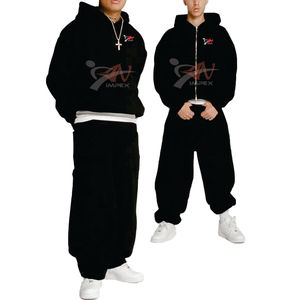 Custom Streetwear Baggy Sweatsuit Cotton <b>Plain</b> <b>Tracksuits</b> for Men Heavy Weight Sweatpants and Hoodie Set - Product Image 6