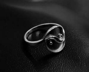 Bague à base de sertissage vide Yin Yang en argent sterling 925 plaqué or 14 carats, bijoux commémoratifs écologiques à faire soi-même pour femmes, best-seller - Product Image 3