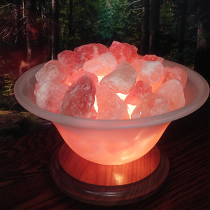 Lampe de sel de l'Himalaya naturel forme de bol veilleuse style fleur sculptée pour purifier l'air décoration de la maison lampe de sel en cristal à vendre - Product Image 5