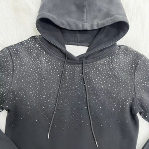 Sudadera con Capucha de Lentejuelas con Logotipo Personalizado de Talla Grande, 100% Algodón, Fabricante OEM, Tela de Rizo Lavada al Ácido, Estilo Urbano Holgado para Hombre - Product Image 3