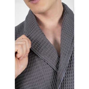 Albornoz/Bata de Baño de la Serie Varol Chaos, 100% Algodón, Cuello Chal, Tejido Waffle Acolchado - Product Image 5