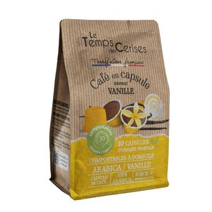 Capsules de café aromatisées à la vanille compatibles avec Nespresso - Pack de 10 capsules par Le Temps des Cerises, certifiées IFS - Product Image 1