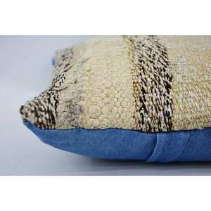 <b>Beige</b> Wool Woven Kantha Patchwork Pillow 12x12 Inch Luxury Rustic <b>Throw</b> Pillow Vintage Fluffy Non-Slip Eco-Friendly Removable - Product Image 4