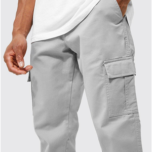 Pantalón Cargo de Pana de Pierna Recta y Cintura Media de Estilo Formal en Gris - Ropa Casual Versátil de Algodón Liso para Hombre - Product Image 2