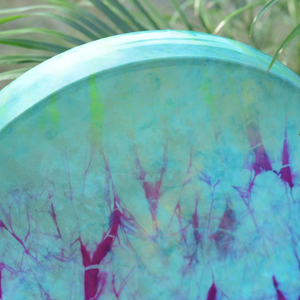 กลองกรอบเพ้นท์ลายสีน้ำเงินม่วงแบบไทได กลองจิตวิญญาณ ต้นไม้แห่งชีวิต กลองชาแมน - Product Image 2