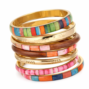 Brazalete de Moda Multicolor Hecho a Mano con Toque Antiguo, Pulido Natural, Estilo Vintage, Tendencia - Product Image 1