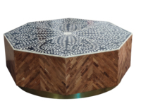 Table basse ronde en bois massif au design moderne Mobilier de maison de qualité authentique pour le salon Vente des exportateurs indiens