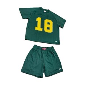 Conjunto de pantalones cortos de 2 piezas de verano de tela de malla para hombre, cintura elástica, cordón, Color sólido, diseño impreso por sublimación para ropa de calle - Product Image 3