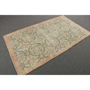 Turkish Vintage Rug, Area 3.8x6.6 ft (115x200 cm) Rug, <b>Brown</b> Patchwork <b>Wool</b> Rug - Product Image 4
