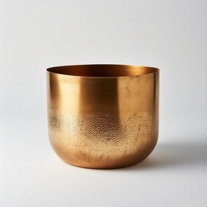<b>Gold</b> Textured Heritage <b>Planter</b> with Deep Hammered Detailing and Polished Glow Meant for Classic Homes, Hotel Lounges - Product Image 6