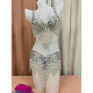 Costume de danse orientale rembourré de style arabe avec perles, vêtements de danse polyvalents de haute qualité pour les festivals et les fêtes - Product Image 5