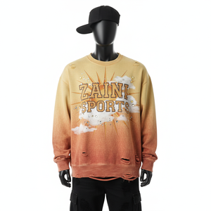 Sweat-shirt Premium 360GSM en molleton de coton épais, résistant à la décoloration, jaune orange, avec logo personnalisé imprimé en relief, sweat-shirts basiques - Product Image 1