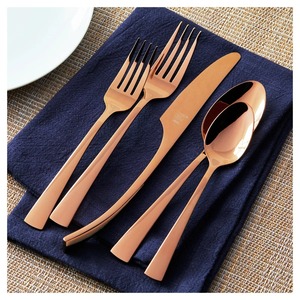 Ensemble de couverts de luxe en cuivre fini couverts modernes en acier inoxydable pour les repas élégants fêtes de mariage restaurant et usage domestique - Product Image 4