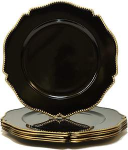 Placa de cargador de Metal de lujo rojo elegante clásico hecho a mano nuevo elegante desechable para boda patrón redondo personalizado al por mayor - Product Image 6