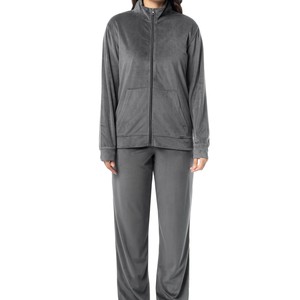 Trajes de chándal para mujer, chándal de algodón con cremallera de gran tamaño de terciopelo pesado, chándal de terciopelo bordado con apliques de parche para invierno - Product Image 6