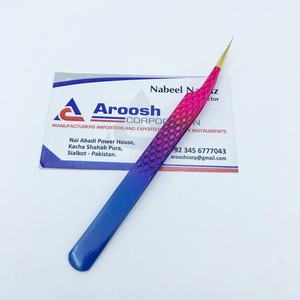 แหนบต่อขนตาสองโทนสีทองด้ามยึดเพชรทำจากสเตนเลสสตีลทนทาน - Product Image 4