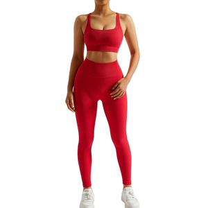 Ropa deportiva de manga larga personalizada sin costuras para mujer, conjunto de Yoga de 2 piezas, conjunto de gimnasio, conjuntos de Fitness con logotipo personalizado - Product Image 4