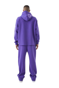 Custom Tracksuit Acid Wash Hoodie and Flared Sweats <b>Pants</b> Full Sublimation Purple Color Heavyweight Stacked Set Tracksuit - Product Image 2