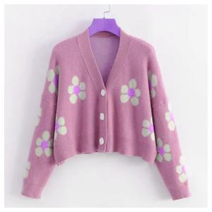 2023 Customized Logo <b>Ladies</b> <b>Cardigan</b> Casual V-Neck Warm Outdoor Winter Knit Sweater Multiple Colors <b>with</b> Embroidery Decoration - Product Image 5