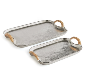 Plateau de service élégant en métal plaqué argent et or poli pour les occasions de mariage pour servir des boissons et des collations Décor élégant - Product Image 1