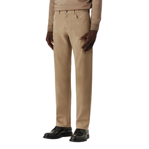 กางเกงยีนส์ปักลายมีกระเป๋าห้าจุดแบบลำลองผ้าคอตตอนอูฐทนทานลายทแยงใส่สบายเอวสูงคริสตัลสีทึบฤดูใบไม้ร่วง - Product Image 2