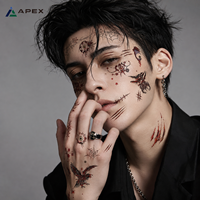 Autocollant de tatouage temporaire intégral pour Halloween, 158x158mm, effet cicatrice, plaie, points de suture, maquillage, zombie, cosplay, carte de présentation pour la vente au détail