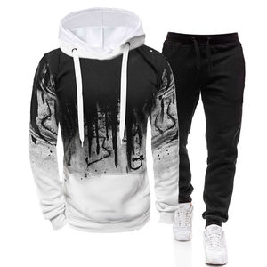 2023 nouveau Style hommes sport sweats à capuche ensemble quotidien décontracté Jogging tenues sweats à capuche et pantalons de survêtement élastiques mode survêtement - Product Image 4