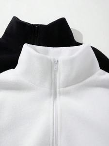 Sweat-shirt à capuche en polaire tendance, patchwork, surdimensionné, demi-zip, veste, manteau, personnalisé, 100% laine d'agneau, sweat-shirt pour homme - Product Image 4