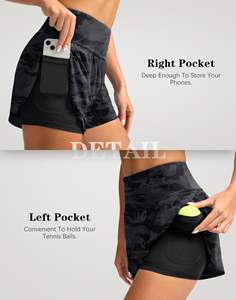 Jupes pour femmes Jupe athlétique Tissu de performance plissé avec short intégré confortable et sport taille haute - Product Image 5