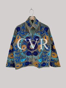 Manteau brodé floral de style chinois, col mandarin, manches longues, grande taille, vêtements d'extérieur pour femmes, automne, look décontracté vintage - Product Image 3