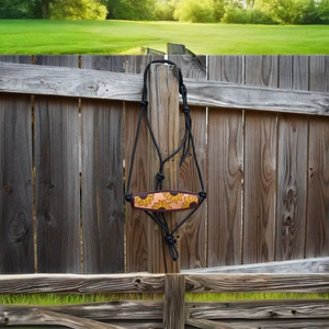Banda para la nariz de caballo Floral de cuero mecanizado de calidad superior Halter Bronc Noseband para equitación ecuestre tipo Headstall .. - Product Image 1