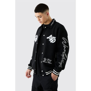 Vestes universitaires en laine 100% pour hommes, taille plus, logo personnalisé sur le devant, coupe-vent, streetwear, vente en gros - Product Image 1