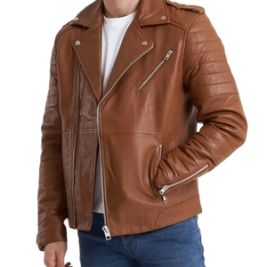 Chaqueta de moto de cuero genuino estilo motorista rojo con chaqueta de moto de cuero de carreras protegida CE blindada para hombres - Product Image 2