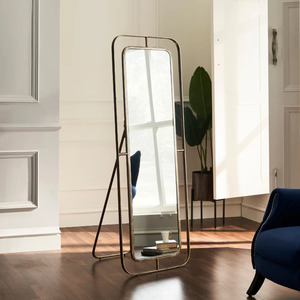 Espejo de tocador de pie con marco de metal giratorio multifuncional para el hogar - Product Image 1